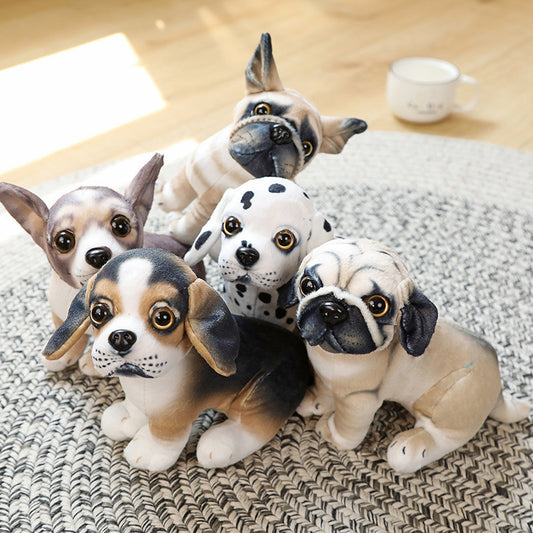 Simulated Dog Doll Plush Toy, Short Plush Animal Figure (20cm, Pug/Bulldog/Chihuahua/Dalmatian)