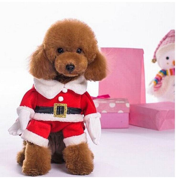 Three-Dimensional Christmas Transformation Suit, Festive Fleece Dog Outfit with Matching Hat