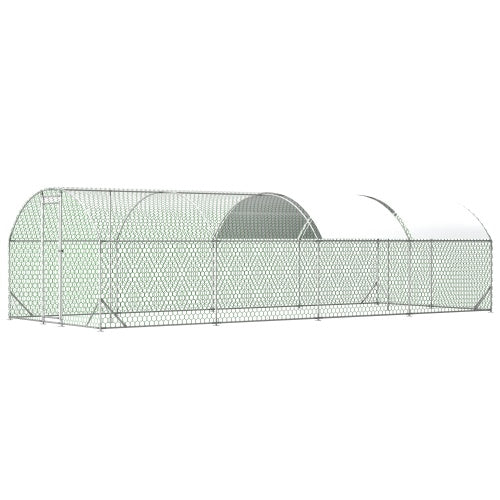26' x 9' x 6' Large Metal Chicken Coop, Walk-In Poultry Cage With Waterproof Cover, Predator-Safe Design & Easy Assembly (258 sq ft)