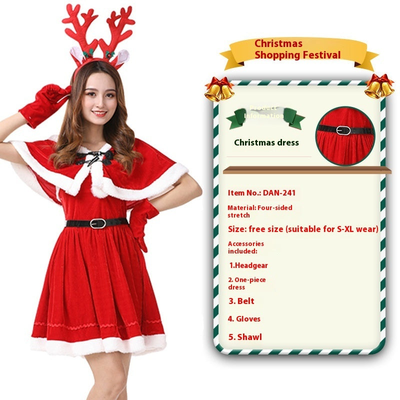 Christmas Bunny Cosplay Uniform, Gold Velvet Women’s Costume Set (Free Size)