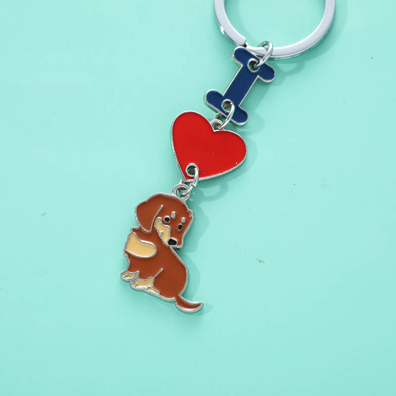 INS Love Dog Pendant, Metal Bag Charm & Keychain Accessory