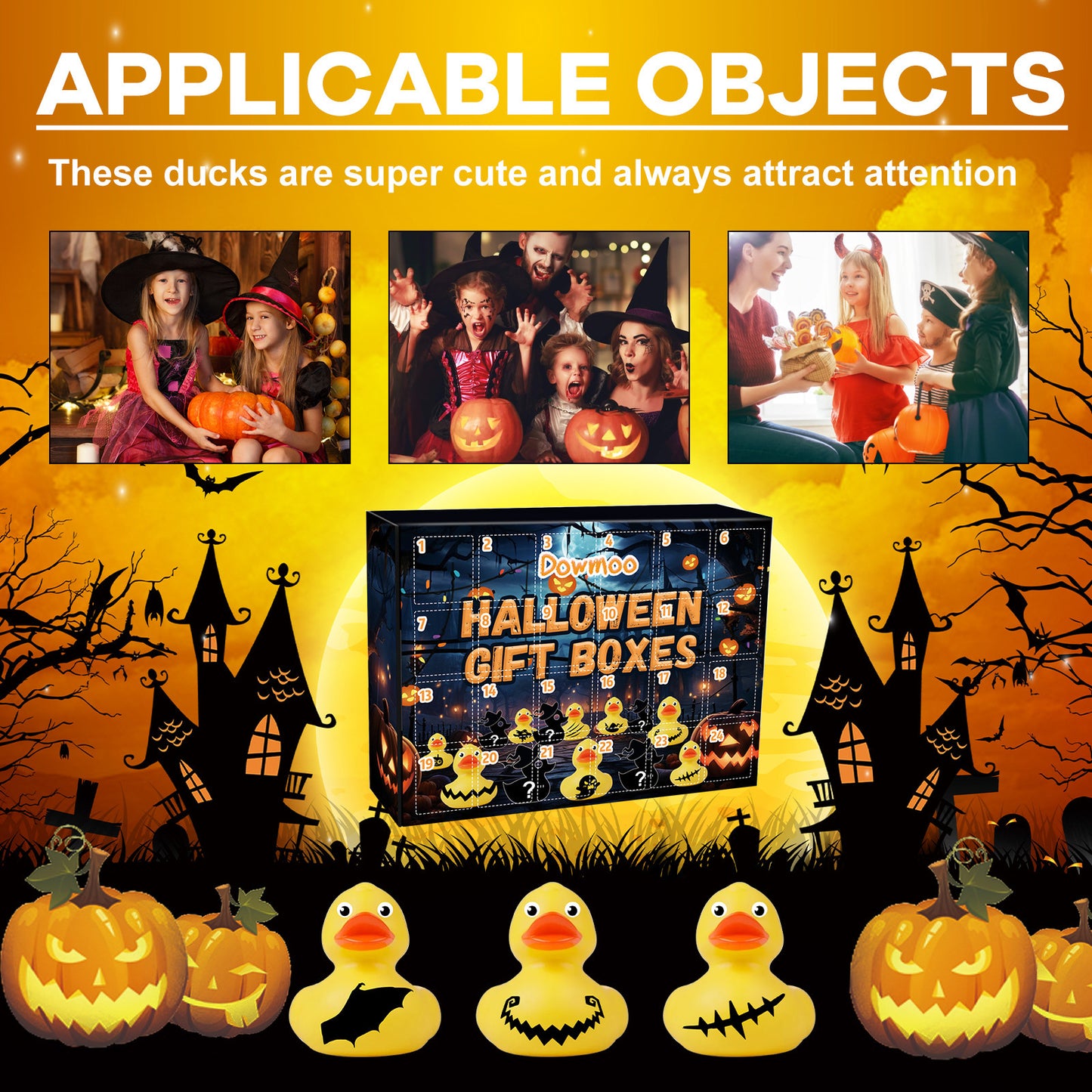 Dowmoo Halloween Duck Blind Box – 24-Grid Countdown Surprise Rubber Duck Toy Set