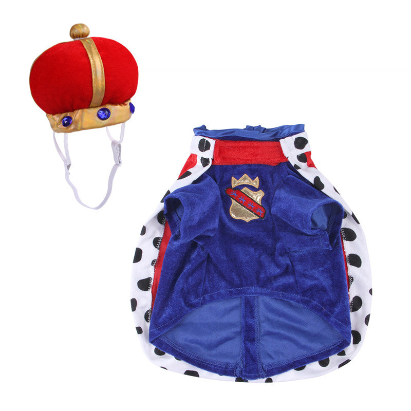 Royal Pet King Cloak & Crown Set, English-Style Dog Costume with Hat and Collar