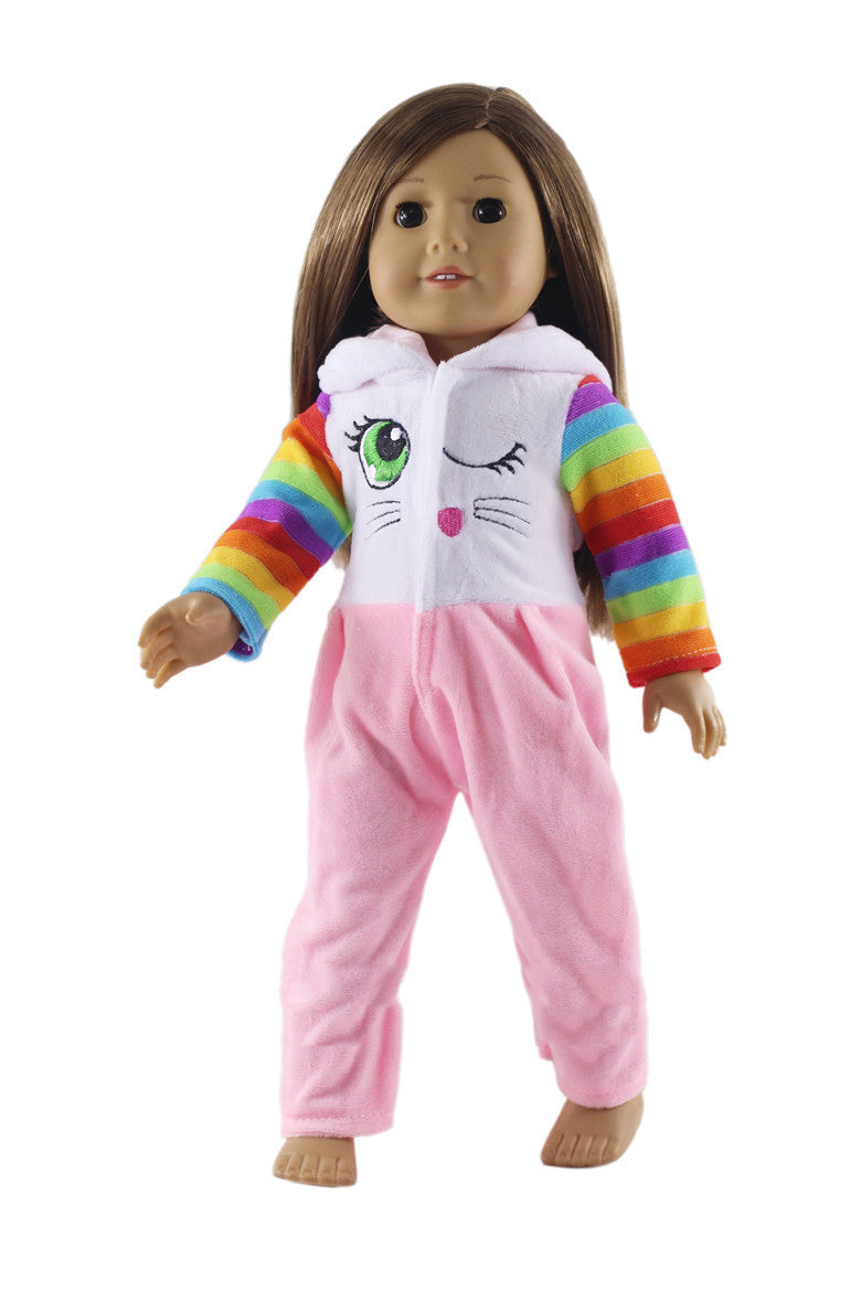 Girl Doll Casual Clothes, Bunny Ears Onesie for 45cm Dolls