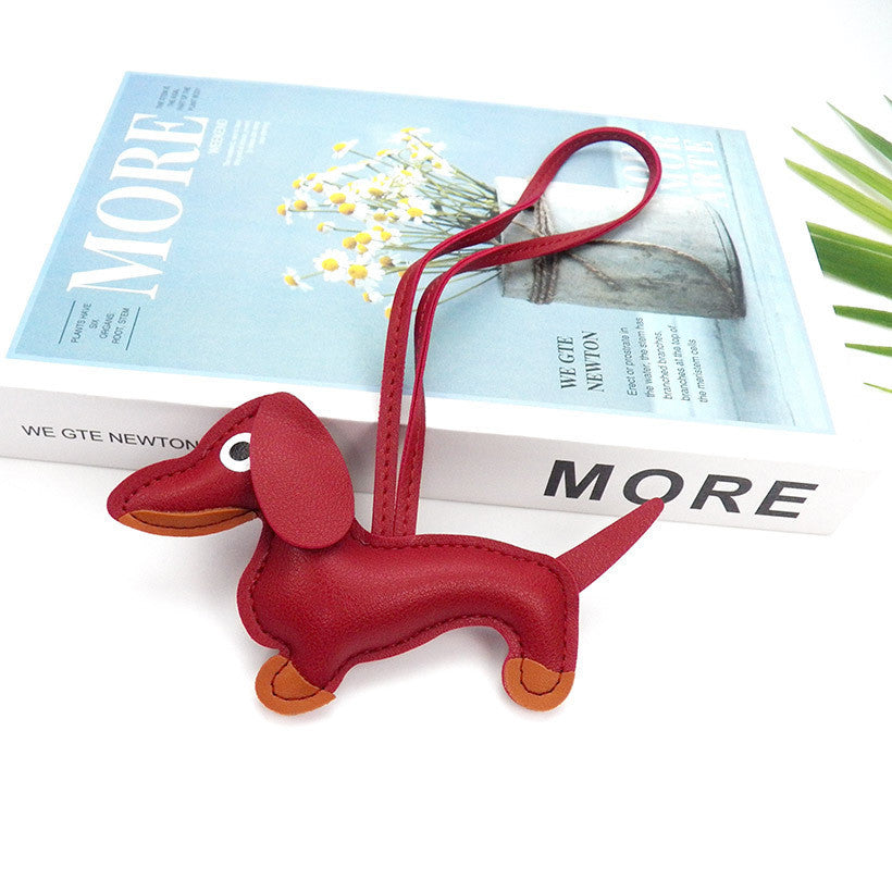 Sausage Dog Style Carrying Strap Bag Ornament, Fashion Commuting Leather Charm