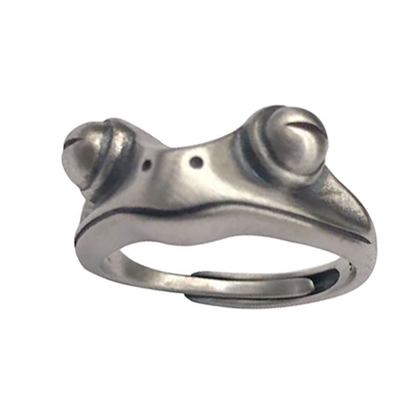 Edgy Vintage: Punk Snake and Crying Frog Animal Ring (Electroplated Alloy).
