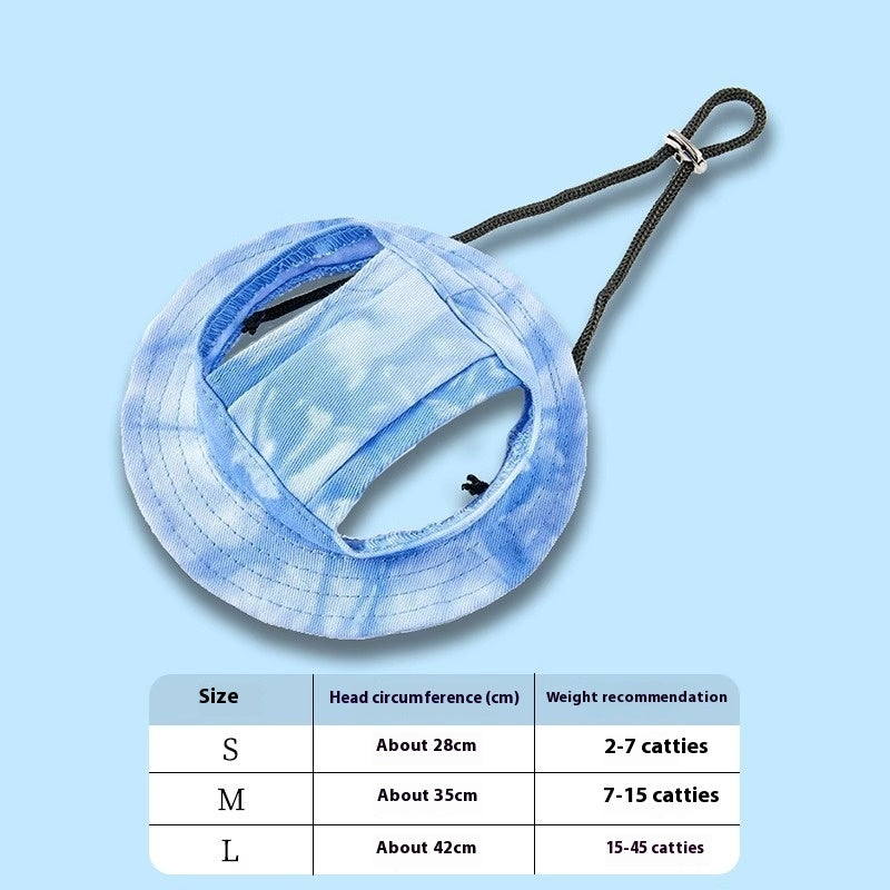 Cute Exposed-Ear Bucket Hat for Pets, Breathable Summer Hat for Cats & Dogs