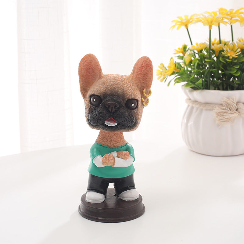 Creative Shaking Head Dog Car Ornament, Resin Dashboard & Desktop Decoration