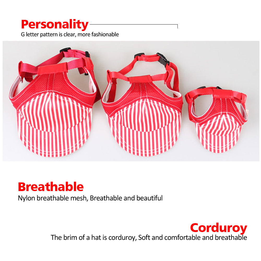 Striped Sun Hat for Dogs, Adjustable Pet Headdress for Small, Medium & Large Breeds