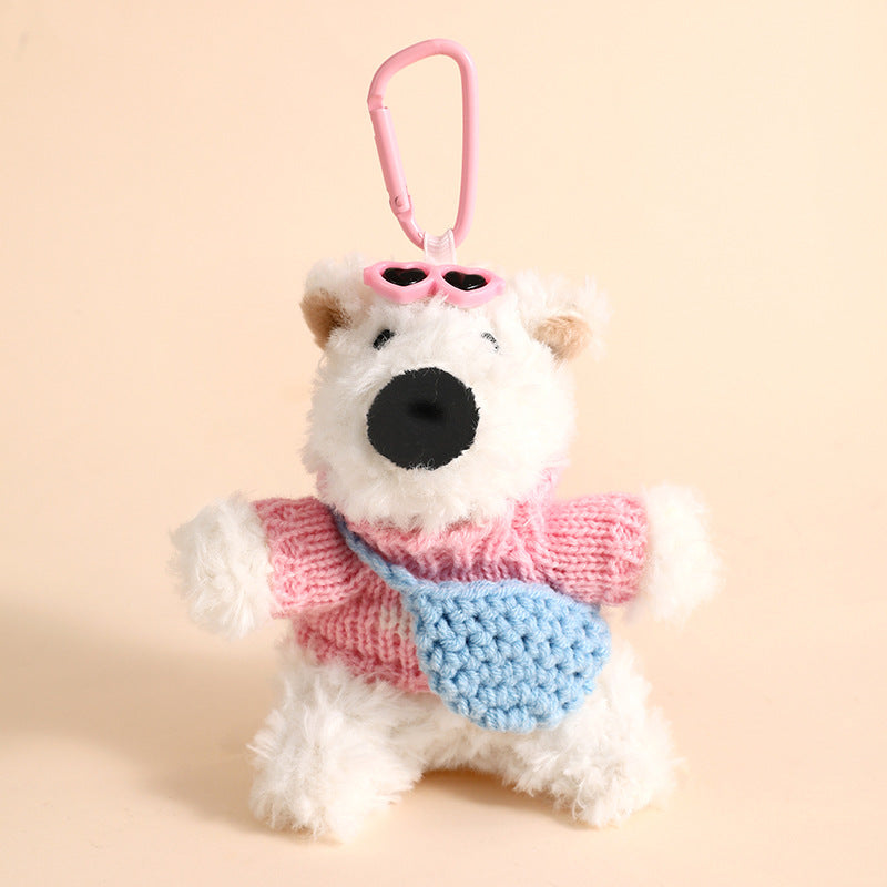 Creative Cartoon Plush West Highland Puppy Dog Keychain