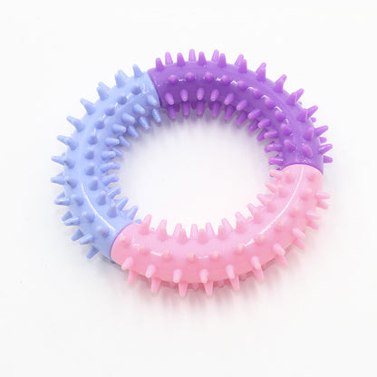 TPR Three-Color Piercing Ring Dog Toy, Durable Molar Chew Toy for Pets