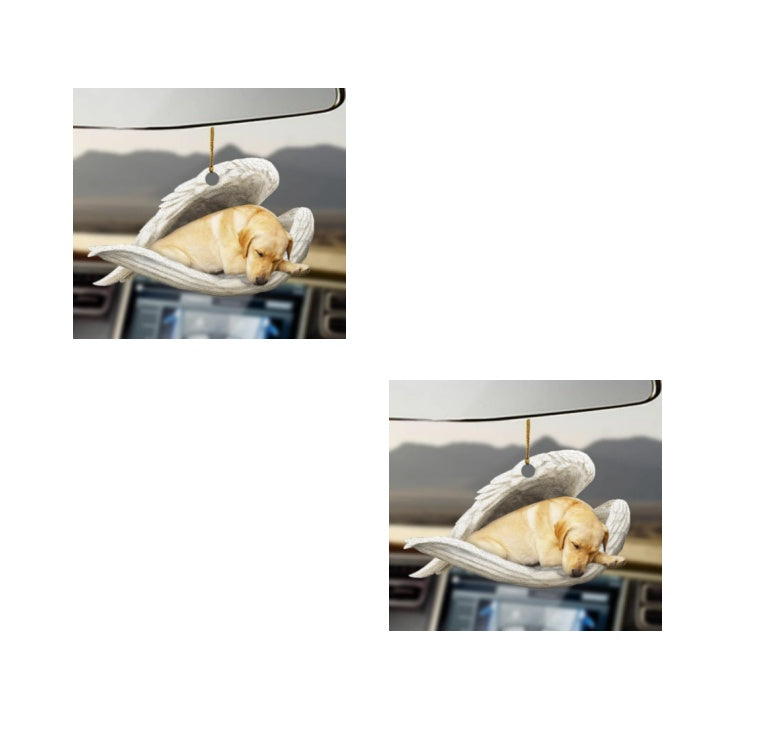 Sleeping Dog Angel Car Pendant, Acrylic Hanging Ornament for Cars, Doors & Home Decor