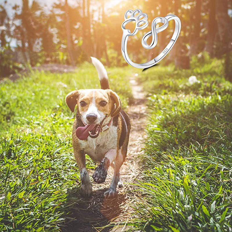 Women’s Cute Dog Paw Shape Ring, Simple & Stylish Silver Fashion Jewelry