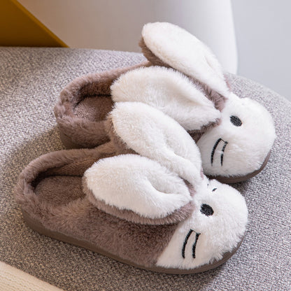 Bunny Fleece Soft Bottom Furry Slippers, Cozy Plush Indoor Footwear