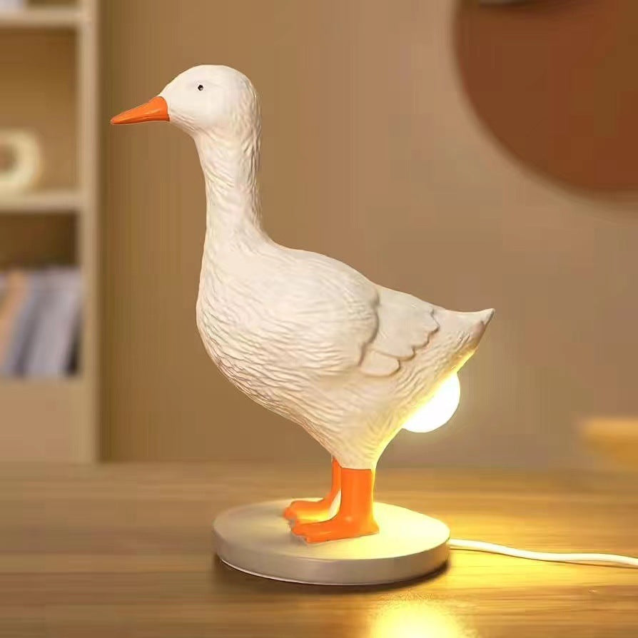 Quirky Illumination: Resin Duck Statue Lamp with Glowing Bulb (Two Sizes).