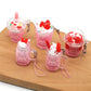 Strawberry Bunny Ice Cream Cup Keychain, Cute PVC Rabbit Drink Pendant (4–6 cm)