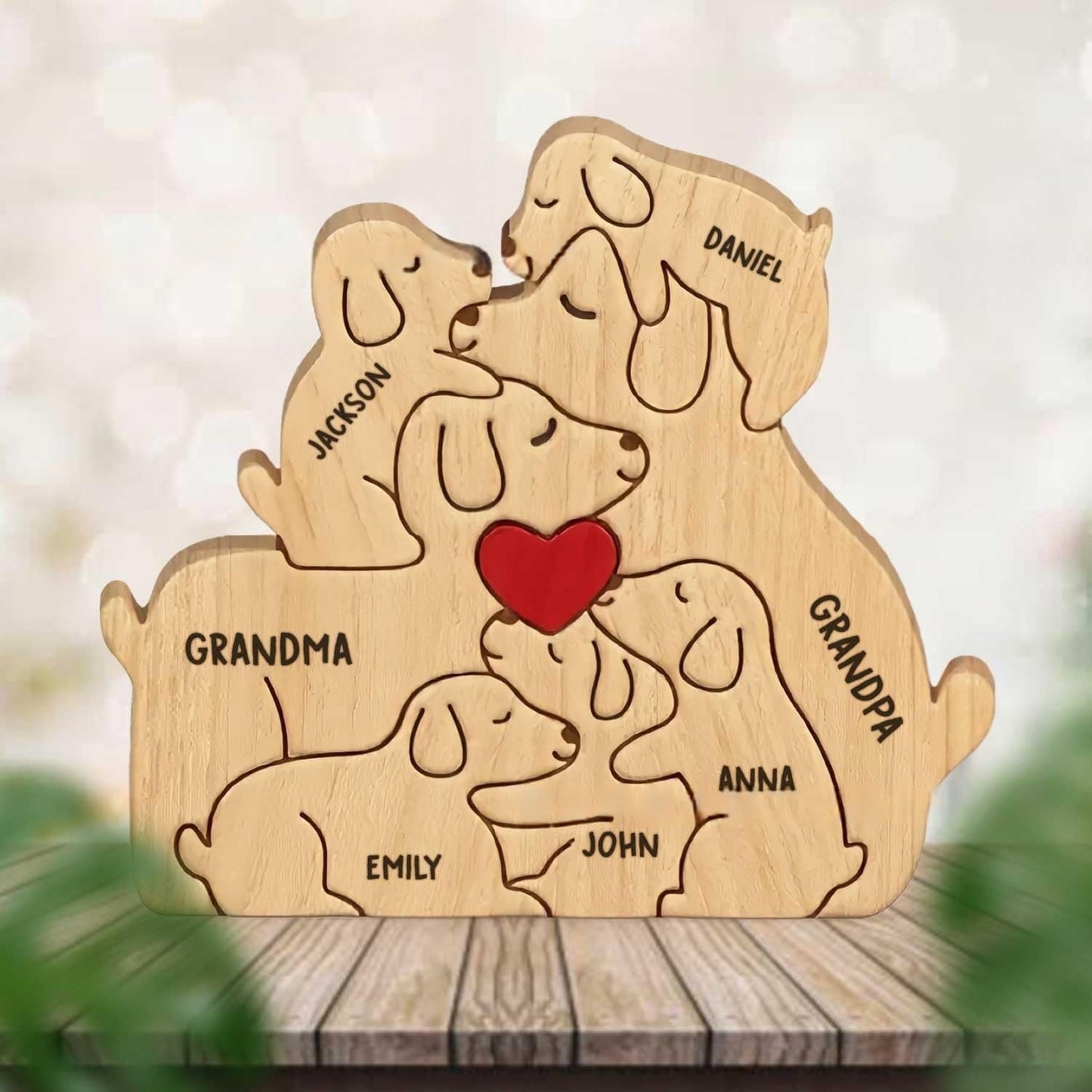 Personalized Wooden Dog-Shaped Ornament, Modern Minimalist Home Decor