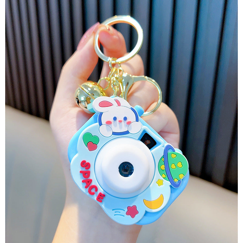 Bunny Starry Sky Projection Camera Keychain, Cute Rabbit Pendant with Light Effect