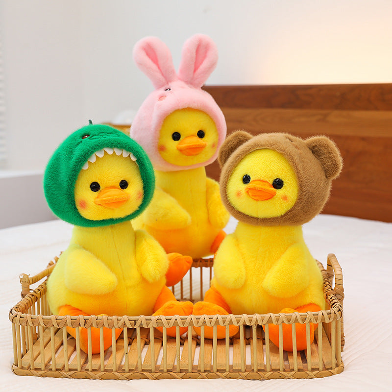 Dinosaur Transformation Duck Plush Toy – Cute Hooded Duck Doll for Kids & Gifts