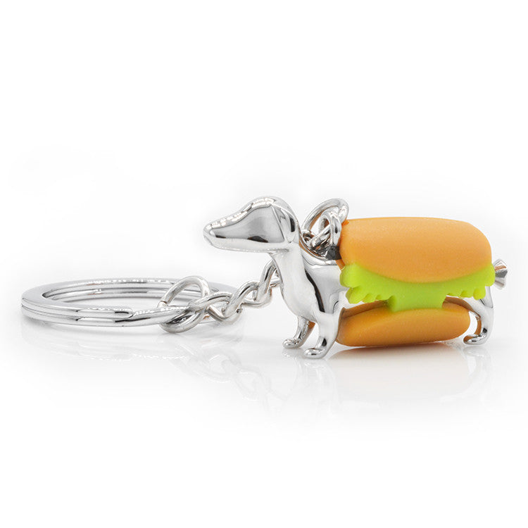 Dachshund Hot Dog Alloy Keychain Pendant Gift