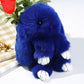 15cm Cute Plush Bunny Keychain, Genuine Rex Rabbit Fur Pom Pom Bag Charm