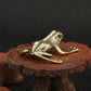 Timeless Accent: Handmade Vintage Frog Ancient Brass Ornament.