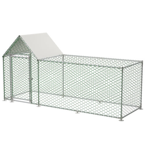 Poultry Habitat Cage with Lid for Chicken Coop, 10x3FT Metal Outdoor Enclosure