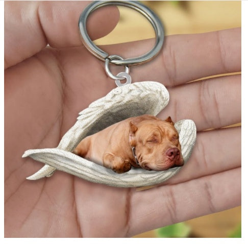 Creative Fashion Cute Dog-Shaped Acrylic Keychain, Single-Sided Print