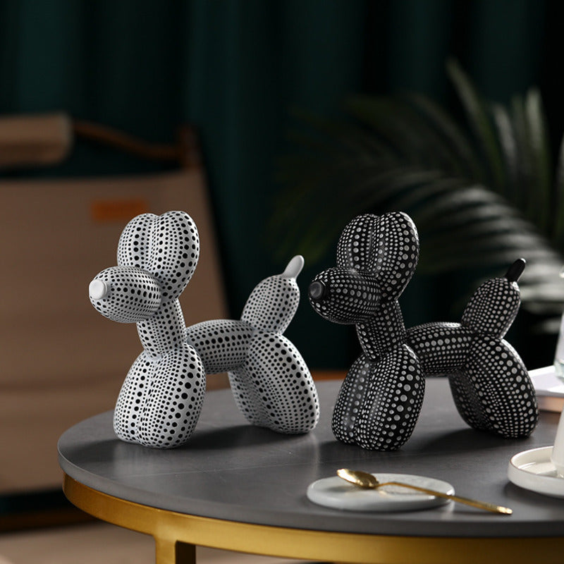 Cute Polka Dot Balloon Dog Ornament, European Modern Resin Home Decoration (18×20×9 cm)