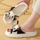 Farm Fun & Comfort: Cute Cartoon Cow and Frog Linen Non-slip Indoor Garden Slippers.