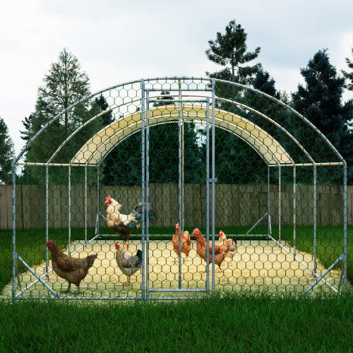 26' x 9' x 6' Large Metal Chicken Coop, Walk-In Poultry Cage With Waterproof Cover, Predator-Safe Design & Easy Assembly (258 sq ft)