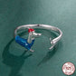 S925 Sterling Silver Christmas Sausage Dog Open Ring, Festive Women’s Adjustable Holiday Jewelry