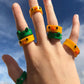 Macaron Pop: Simple Three-dimensional Frog Animal Resin Ring (Colorful Women's Style).