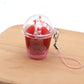 Strawberry Bunny Ice Cream Cup Keychain, Cute PVC Rabbit Drink Pendant (4–6 cm)
