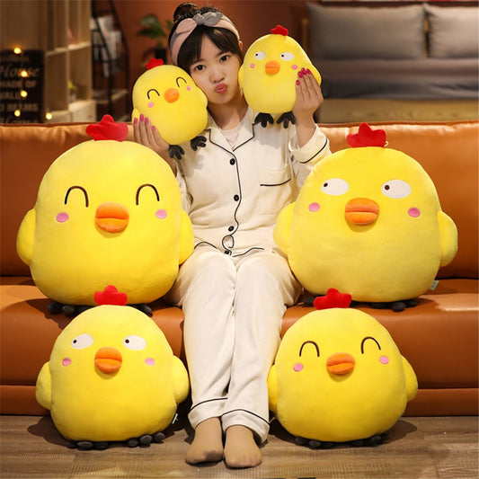 Cute Funny Expression Little Yellow Chicken Doll – Cartoon Plush Cushion & Pillow