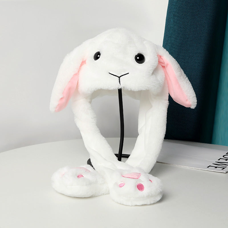 Cute Animal Moving Ear Hat, Plush Panda, Dog, Frog & Bunny Earflap Cosplay Hat for Women