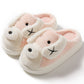 Cute Cartoon Dog Plush Slippers, Winter Warm Non-slip Indoor Thick Bottom House Shoes