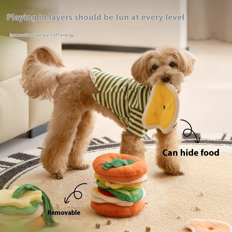Mental Stimulation: Colorful Khaki Hamburger Sniffing Toy for Dog Food Leakage ($\mathbf{170\times 170\times 130\text{mm}}$).