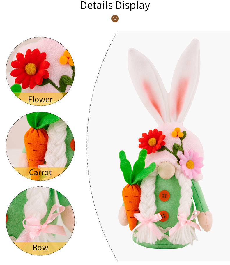 Easter Faceless Gnome Bunny Doll, DIY Handmade Hanging Rabbit Ornament for Spring Décor & Kids Gifts