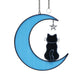 Colorful Glass Pet Cat & Dog Moon Window Ornament, Handmade Stained Glass Hanging Décor
