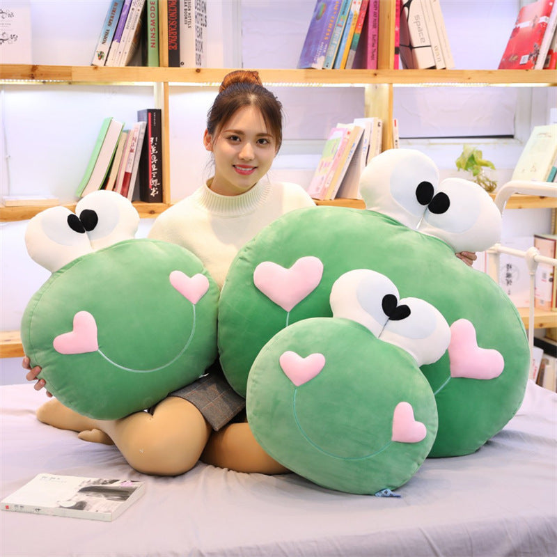 Huggable Comfort: Crystal Super Soft Frog Plush Pillow Doll with PP Cotton Filling.