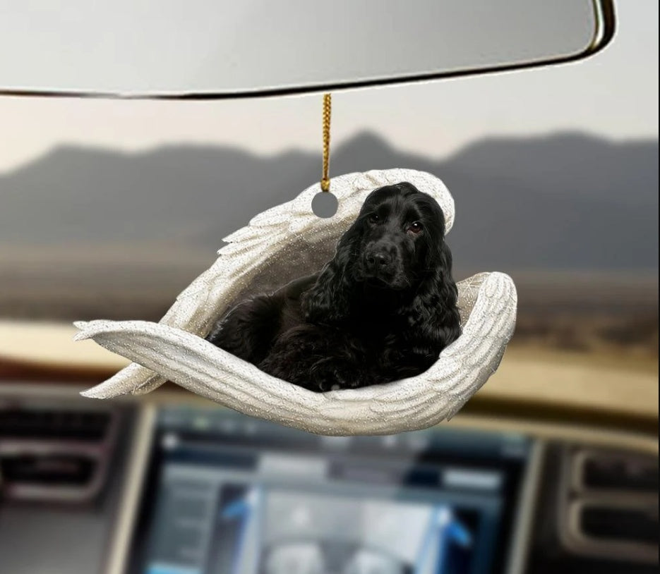 Sleeping Dog Angel Car Pendant, Acrylic Hanging Ornament for Cars, Doors & Home Decor