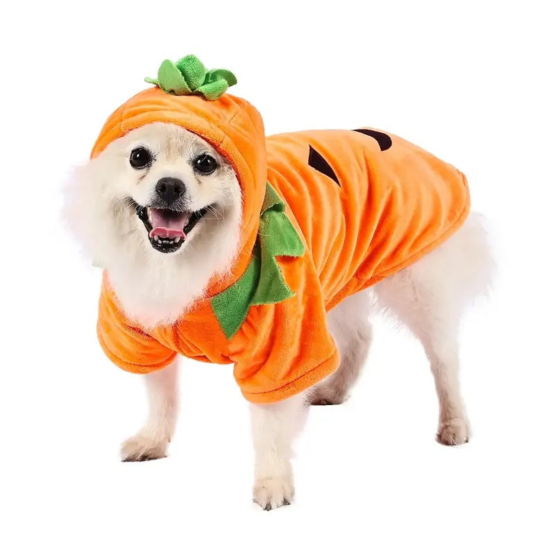 Dog Hoodie, Cute Funny Halloween Pumpkin Cosplay Costume | Warm Fleece Puppy Clothes