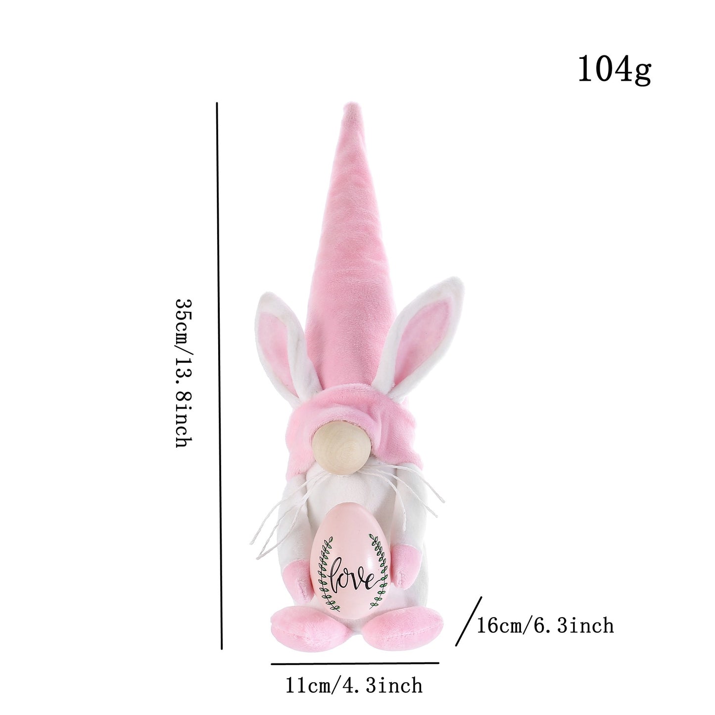 Easter Bunny Holding Eggs Faceless Doll, Cloth Spring Decoration (Pink, Blue, Green)