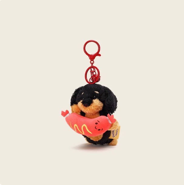 Sausage Plush Dog Bag Pendant Keychain, Cute Cartoon Plush Accessory
