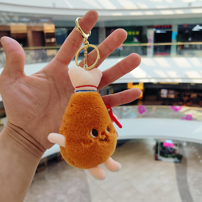 Cartoon Plush Hamburger, Fries, Hot Dog & Chicken Leg Keychain – Cute Food Plush Pendant
