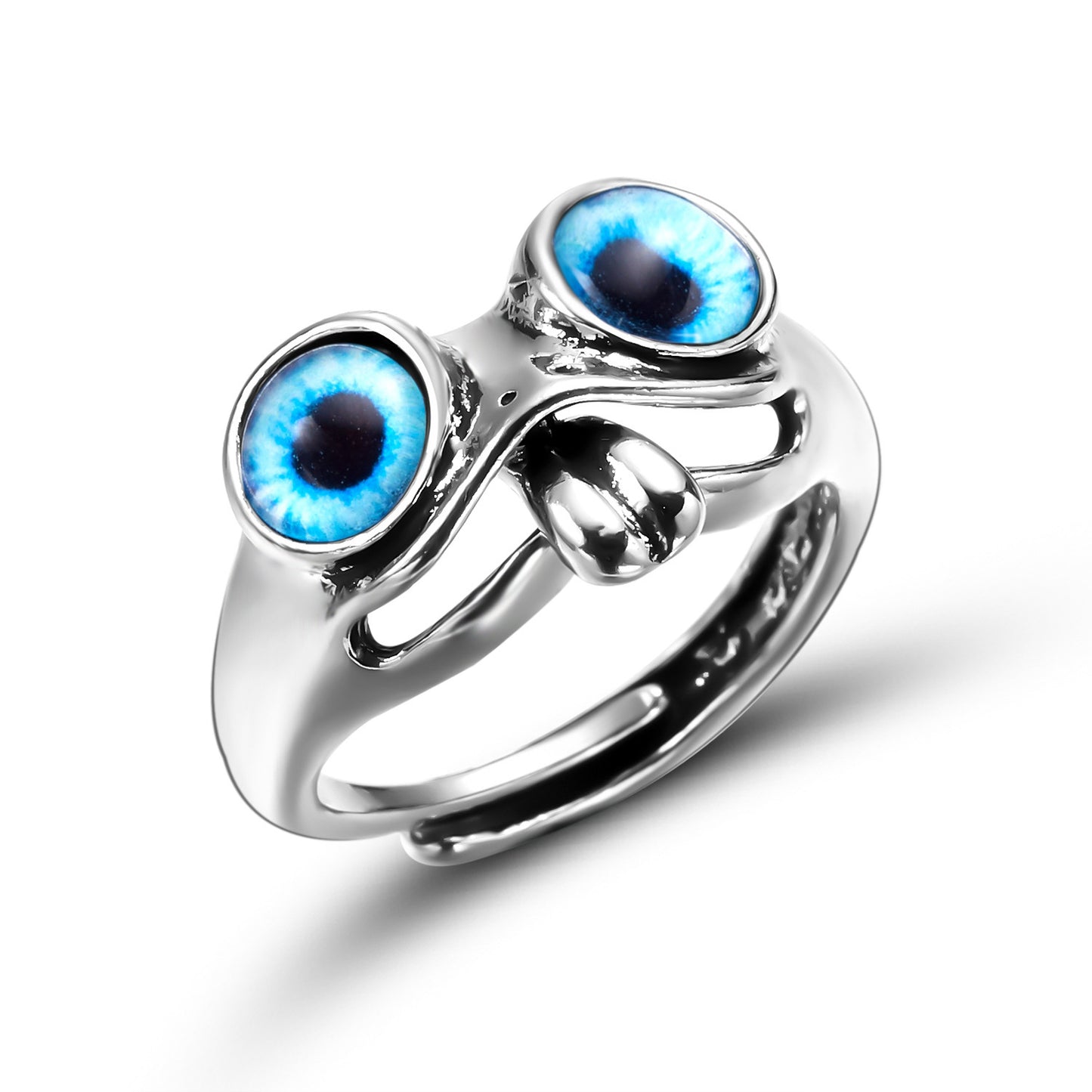Street Style Statement: Creative Hip Hop Frog Ring with Blue or Green Eyes (Adjustable).