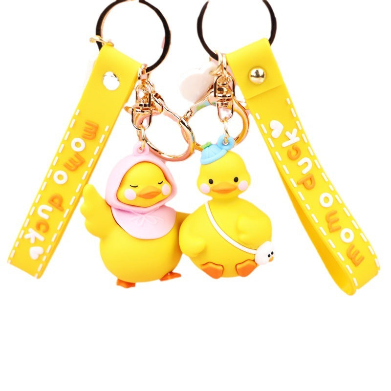 Quirky Companion: Creative Fashion Naughty Duck-Shaped Keychain Pendant (Rubber).