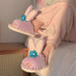 Cute Purple Bunny Plush Slippers, Non-Slip Soft Bottom Indoor Footwear