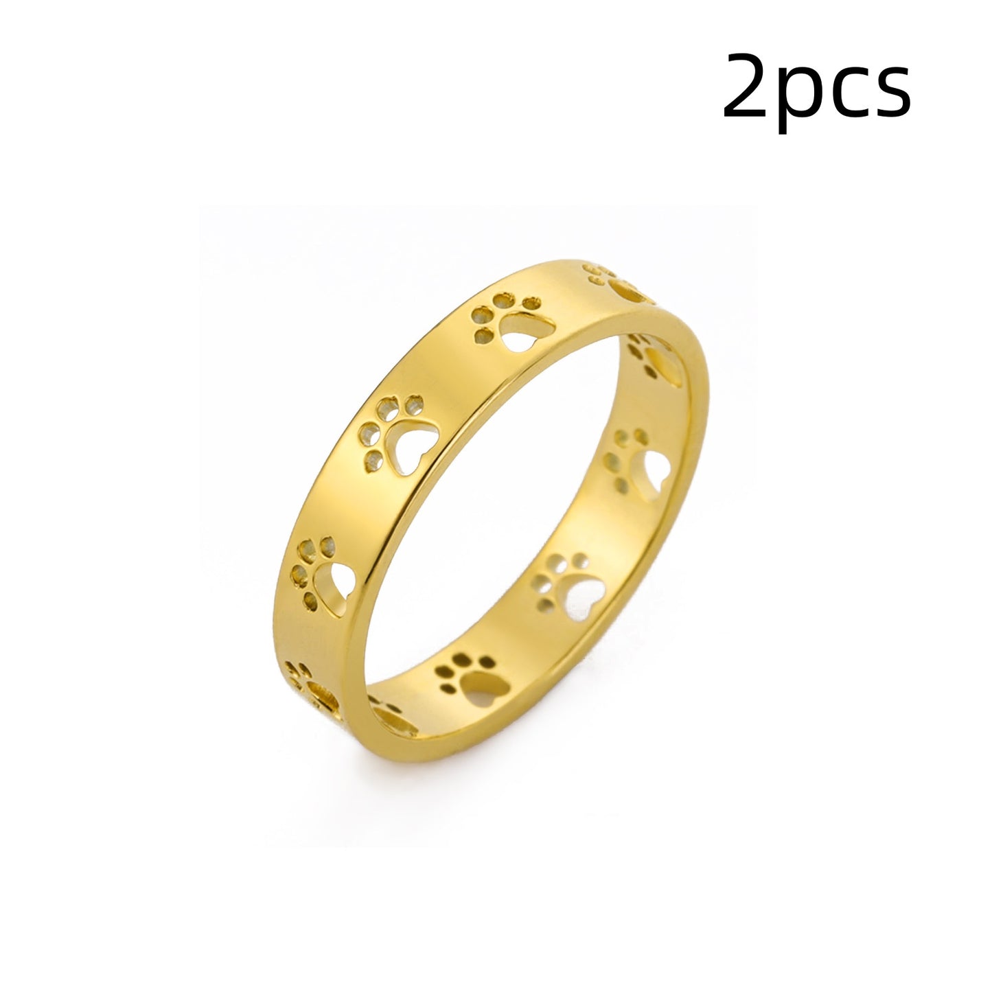 Stainless Steel Cat & Dog Paw Print Ring, Titanium Steel Unisex Animal Jewelry (Sizes 7–11)